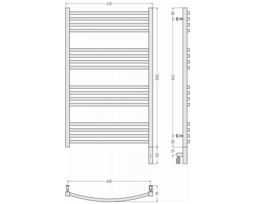 Сунержа Аркус 3.0 Полотенцесушитель электрический 63x112h см, правое, состар. латунь 051-5705-1060
