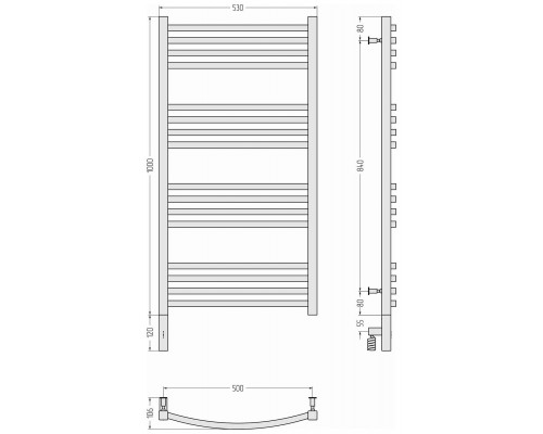 Сунержа Аркус 3.0 Полотенцесушитель электрический 53x112h см, лев., цвет: мат. шампань 022-5704-1050