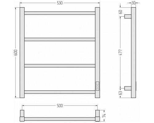 Стилье Формат 26 Полотенцесушитель электрический 53x7,4x60h см, цвет: белый 30526-6050