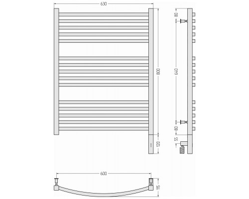 Сунержа Аркус 3.0 Полотенцесушитель электрический 63x92h см, правое, цвет: мат. белый 30-5705-8060 Сунержа Аркус 3.0 Полотенцесушитель электрический 63x92h см, правое, цвет: мат. белый 30-5705-8060