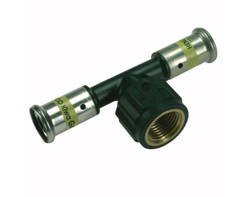 Тройник пресс-В PVDF HENCO 20х1/2'х20 пластик с заглушкой