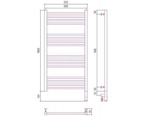 Сунержа Богема 3.0 Полотенцесушитель электр. 50x100h, прав., цвет: темн. титан муар 15-5805-1050 Сунержа Богема 3.0 Полотенцесушитель электр. 50x100h, прав., цвет: темн. титан муар 15-5805-1050