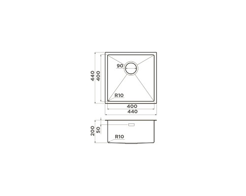 Omoikiri Taki 44-U/IF-LG Кухонная мойка нерж. сталь 44x44 см, цвет: светлое золото 4973520