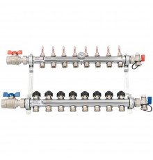 Комплект коллекторов REHAU HKV-D из нержавеющей стали на 8 контуров с шаровыми кранами