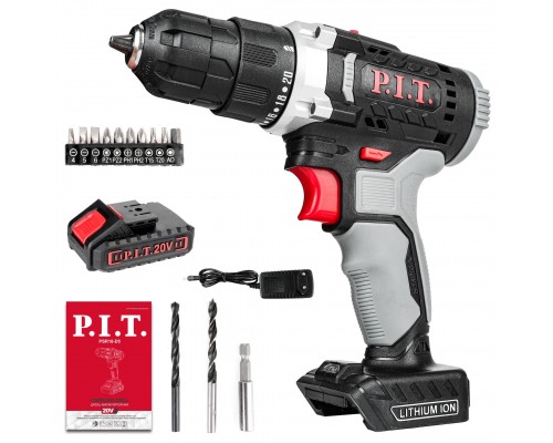 Дрель PIT аккумуляторная PSR18-D5 PROMO (20В, БЗП, 1 Li акк.1,5Ач,2 ск,30Нм,быстр.зарядка,коробка)