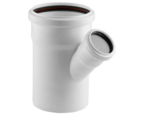 Тройник канализационный бесшумный ПП 110* 50*45гр.С мм с раструбом белый (уп.50 шт) РТП