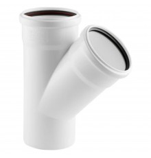 Тройник канализационный бесшумный ПП 110*110*45гр.С мм с раструбом белый (уп.25 шт) РТП