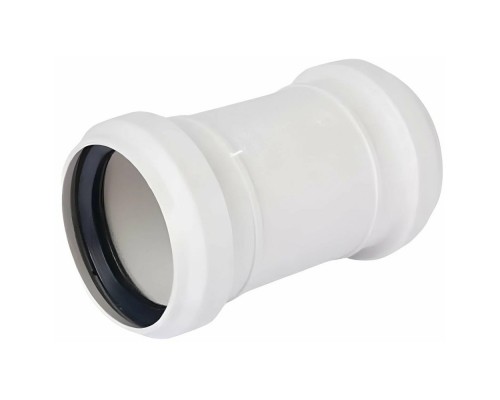 Муфта канализационная бесшумная ПП 50 мм СИНИКОН КОМФОРТ с раструбом белая (уп.10 шт)