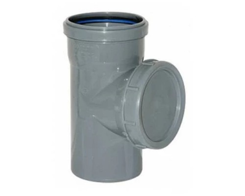 Ревизия с крышкой канализационная ПП 110 мм с раструбом серая Синикон Стандарт