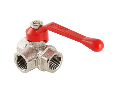 Кран шаровый трехходовый "рычаг" ВВ внутренняя резьба Г-образный 1/2" (Valtec VT.360)