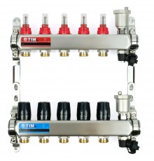 Коллекторная группа со встроенными расходомерами 10 выхода 1" ЕК 3/4" KCS5010 (TIM) нерж. ст.