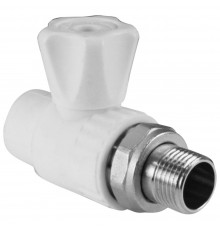 Шаровый кран полипропиленовый для радиатора прямой PPRC 20*1/2 , белый