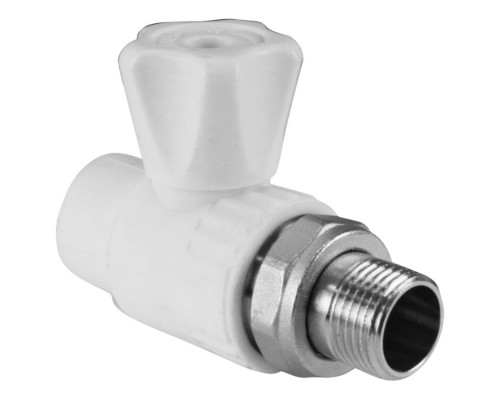 Шаровый кран полипропиленовый для радиатора прямой PPRC 25*3/4, белый
