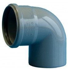 Отвод канализационный ПП 110*87гр.С мм с выходом 50 мм прямой с раструбом серый (уп.35 шт)