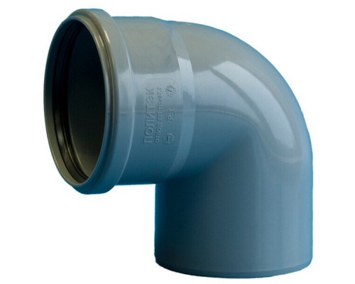 Отвод канализационный ПП 110*87гр.С мм с выходом 50 мм прямой с раструбом серый (уп.35 шт)