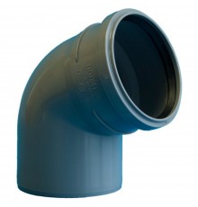 Отвод канализационный ПП 50*67гр.С мм с раструбом серый ( уп.35 шт)