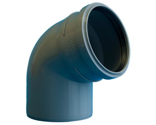 Отвод канализационный ПП 50*67гр.С мм с раструбом серый ( уп.35 шт)