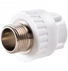 Муфта комбинированная полипропиленовая PPRC НР 20х1/2" РВК наружная резьба, белая