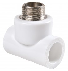 Тройник комбинированный полипропиленовый PPRC НР 20х1/2" РВК, наружная резьба, белый (уп. 50 шт)