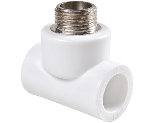 Тройник комбинированный полипропиленовый PPRC НР 20х1/2" РВК, наружная резьба, белый (уп. 50 шт)