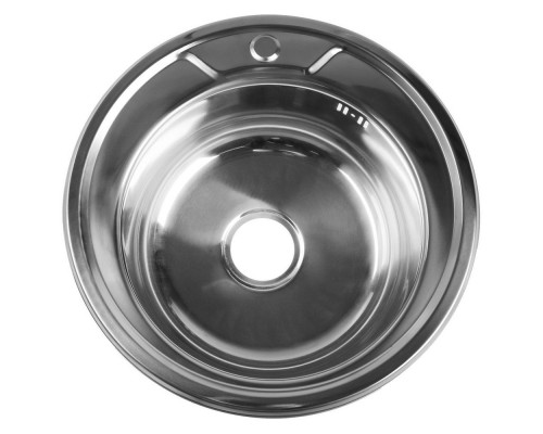 Мойка "Jif" нержавеющая сталь 0,8мм, врезная круглая, 490*170, с сифоном, выпуск 3 1/2, 00000040612