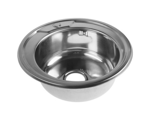 Мойка "Jif" нержавеющая сталь 0,8мм, врезная круглая, 490*170, с сифоном, выпуск 3 1/2, 00000040612
