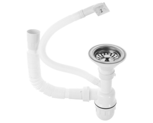 Мойка "Jif" нержавеющая сталь 0,8мм, врезная круглая, 490*170, с сифоном, выпуск 3 1/2, 00000040612