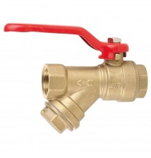 Кран шаровый с фильтром "рычаг" ВВ внутренняя резьба 1/2" (JIF.375BR) уп 10 шт