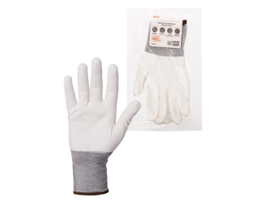 Перчатки полиамидные TDM ELECTRIC Контакт-Сенс полиуретановое покрытие, 9, 15 кл., 29-31 г (1 пара)