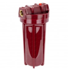 Корпус фильтра, SL10, ВР 3/4", для горячей воды, красный корпус, АкваБрайт (АБФ-ГОР-34)