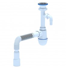 Сифон для мойки бутылочный "АНИ" с отводом для стиральной машины 11/2-40х40/50, нерж. выпуск (С0315)