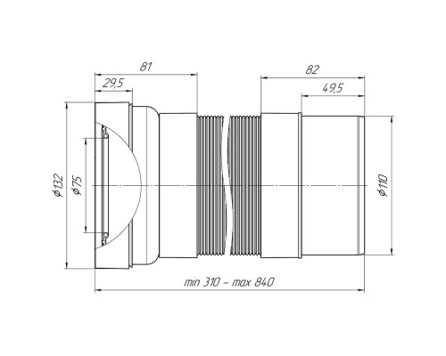 Слив для унитаза АНИ К721R гофрированный гладкий (Россия)