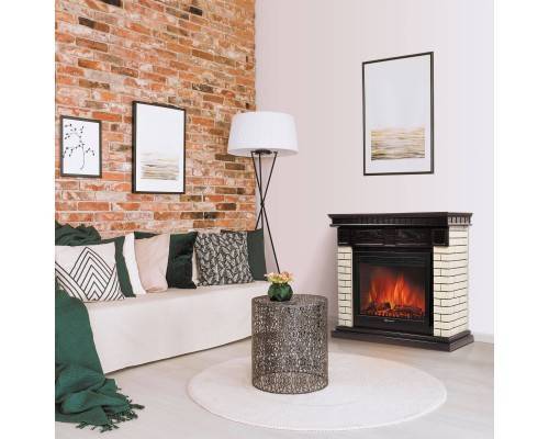 Каминокомплект: Очаг Electrolux EFP/P-2720RLS, портал Bricks 25 камень бежевый, шпон темный дуб
