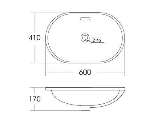 Раковина Orange встраиваемая санфарфор, белый глянец, B05-600W Раковина Orange встраиваемая санфарфор, белый глянец, B05-600W