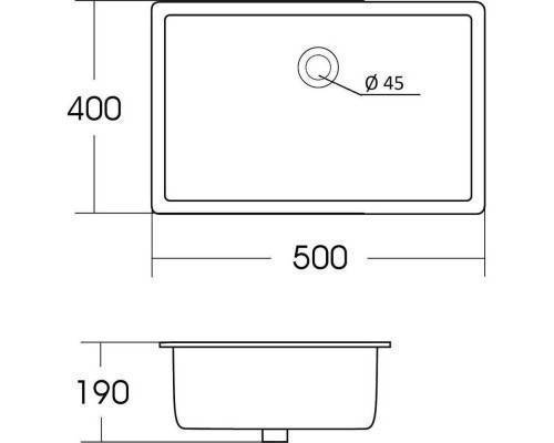 Раковина Orange встраиваемая снизу санфарфор, белый глянец, B02-500W Раковина Orange встраиваемая снизу санфарфор, белый глянец, B02-500W