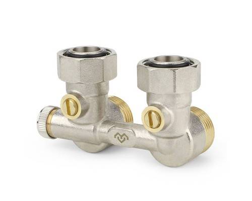 Узел нижнего подключения VARMEGA, 3/4"EKх3/4"EK НР-ВР, угловой, для однотрубных систем, VM13801