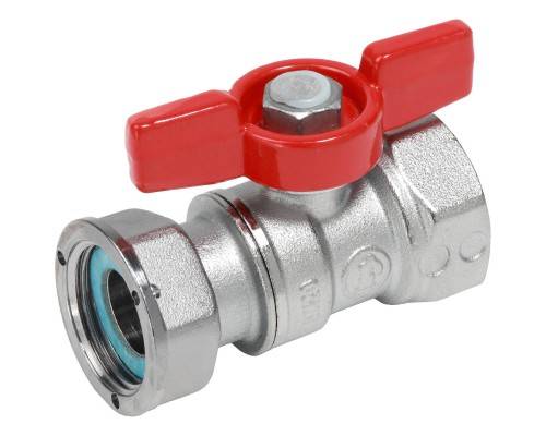 Кран шаровой Giacomini ВР для счетчиков 3/4"F x 3/4"гайка - красн. рук., R251PY004 Кран шаровой Giacomini ВР для счетчиков 3/4"F x 3/4"гайка - красн. рук., R251PY004