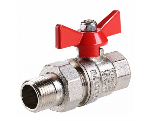 Кран шар. Valtec VT.227.N.04 BASE ВН 1/2" с американкой бабочка