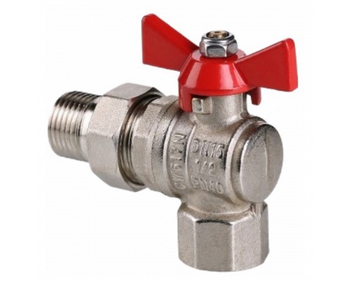 Кран шар. Valtec VT.228.N.06 BASE ВН 1" с американкой бабочка угловой