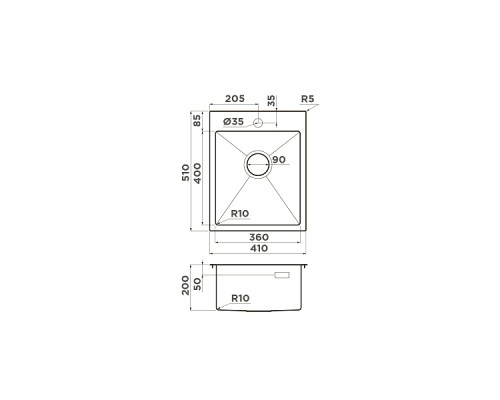 Omoikiri Akisame 41-GM Кухонная мойка нерж. сталь 41x51 см, цвет: вороненая сталь 4973094