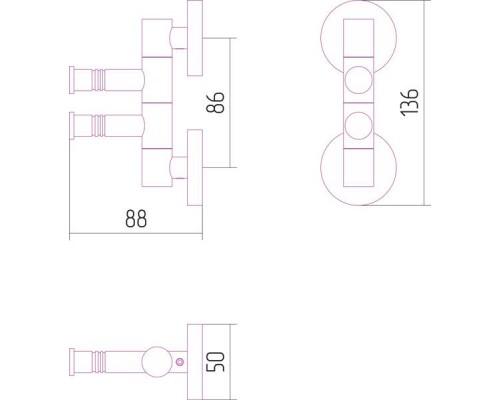 Сунержа Веер-2 Держатель полотенец поворотный 5x8,8x13,6h см, цвет: черный хром 01-3010-2088