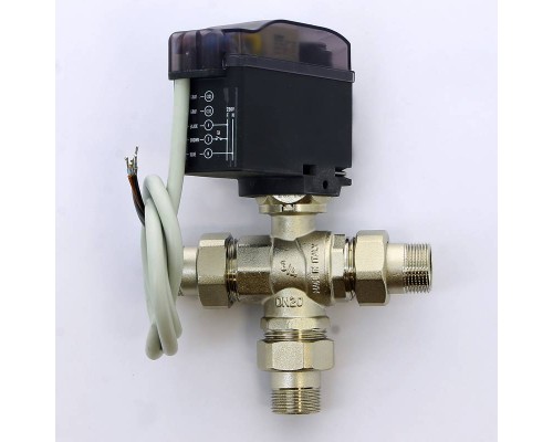 Кран шаровой с разъемными соединениями НН трехходовой MODULO COMPACT с сервоприводом EMMETI 3/4"