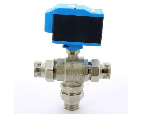Кран шаровой с разъемными соединениями НН трехходовой MODULO PLUS с сервоприводом EMMETI 1"1/2
