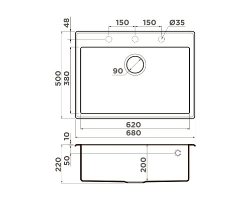 Omoikiri Tedori 68-SA Кухонная мойка Tetogranit 68x50 см, цвет: бежевый 4993966