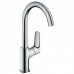 Смеситель для раковины HansGrohe HG Logis 210 (ручка сбоку) поворотный излив со сливным гарнитуром хром