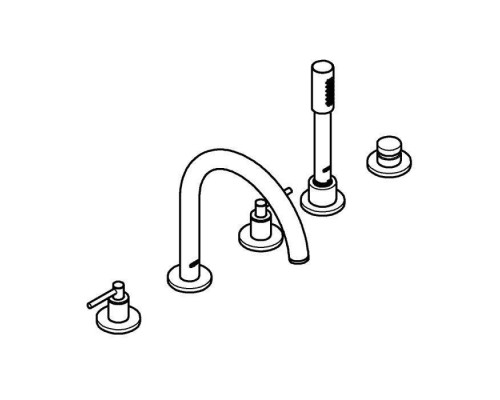 Комлект для ванны GROHE Atrio New на 5 отверстий (смеситель двухвентильный, круглый излив, рукоятки-рычаги, ручной душ, переключатель), теплый закат глянец (19922DA3)