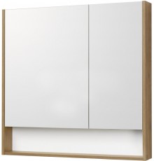 1A252302SDZ90 Зеркальный шкаф Сканди 90 Белый/Дуб Рустикальный 1A252302SDZ90