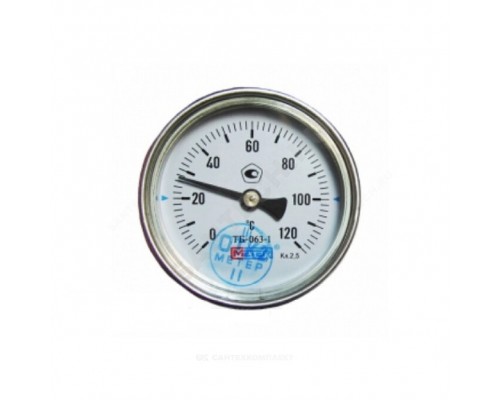Термометр биметалл ТБ-063-1 200С Дк63 L=60 G1/2" осев Метер