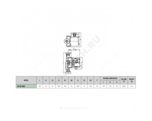 Насос циркул VA 25/180 X PN10 230В б/к DAB 60182195H