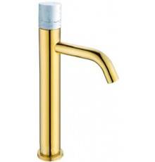 Boheme Stick Смеситель для раковины высокий, ручка мрамор, цвет: gold 122-G-MR-W